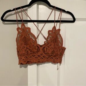 Free People Lace Bralette in Rust